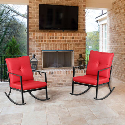 Outdoor Kendal Rocker Steel Chair with Cushions by Ebern Designs