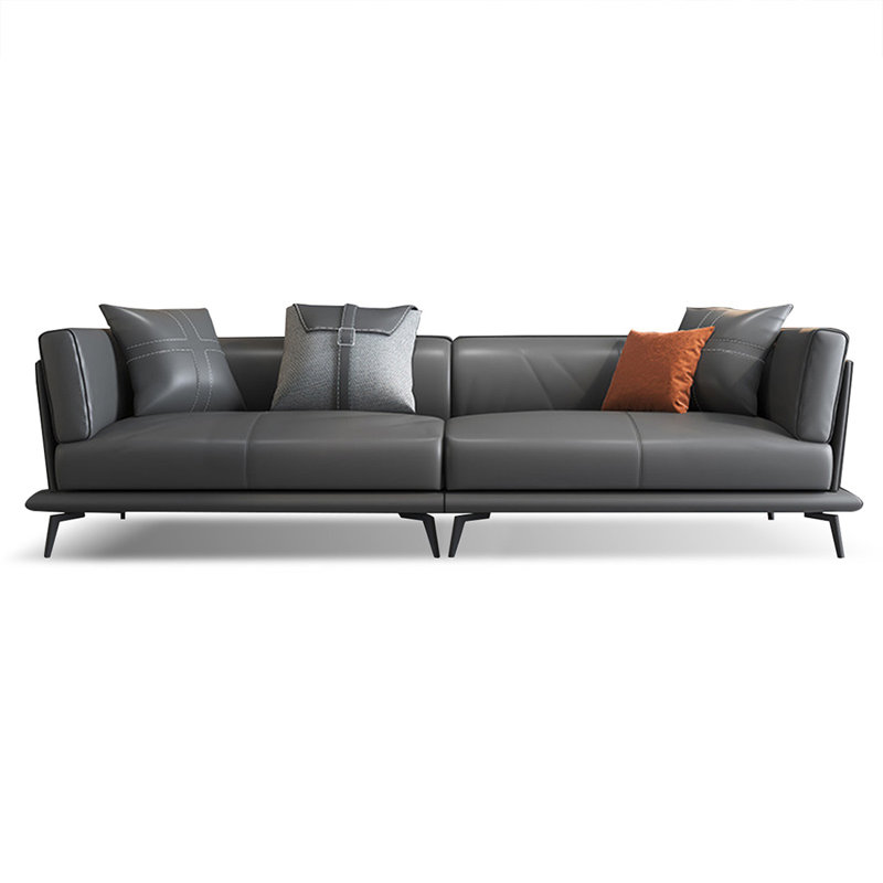 Coussin modulaire en cuir véritable gris foncé, H 35,43 po x l 94,49 po x P 33,86 po