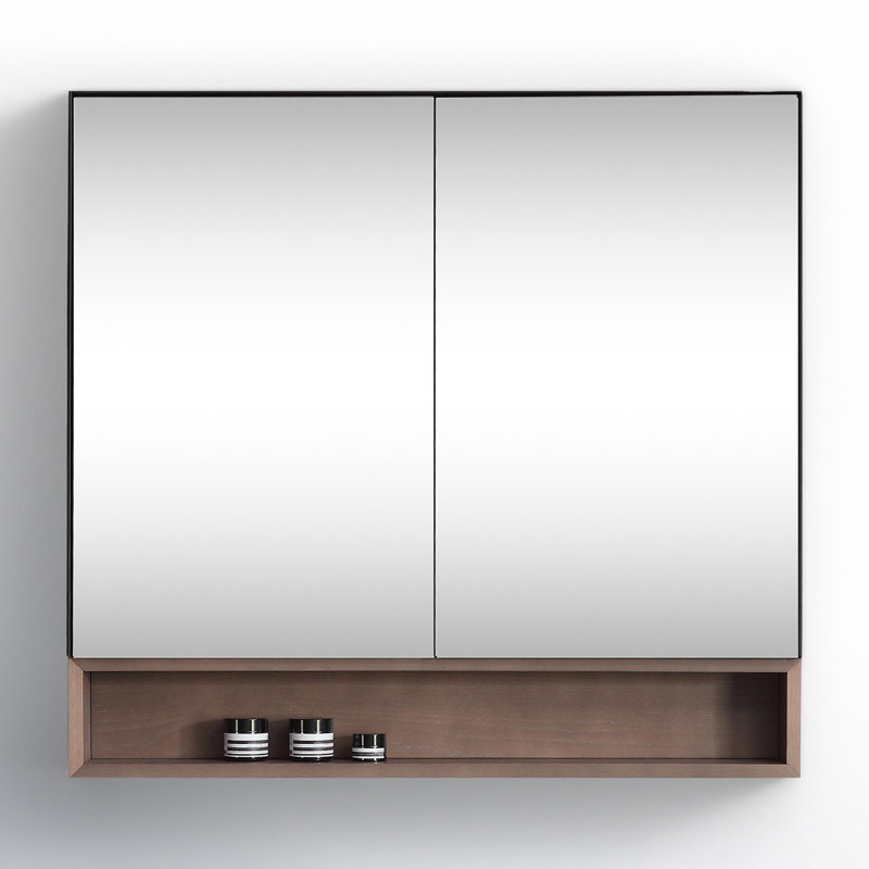 Bergen 36" Medicine Cabinet, Matte Black/Chestnut Oak