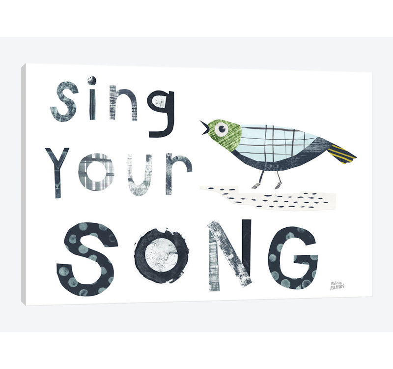 «Bird Words III» par Melissa Averinos - Impression sur toile tendue avec châssis, H 24 po x l 32 po x P 1 po, Blanc