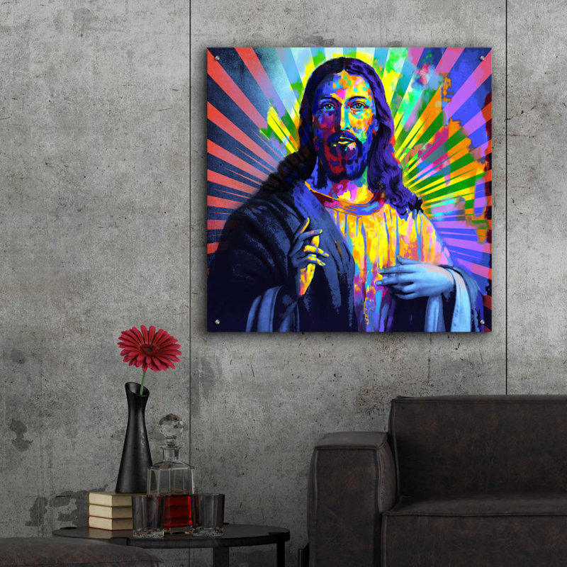 Colorful Christ Acrylic Glass Religious Wall Art