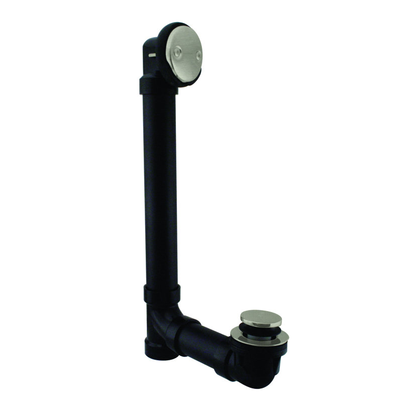 1 1-1 / 2 po x 12 po Drain de baignoire 40 pieds en ABS avec trop-plein à deux trous, Acier inoxydable