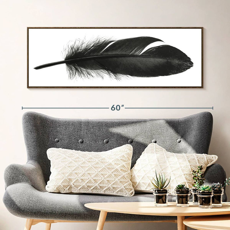 Dark Feather, 49" X 17", Floating Frame Walnut