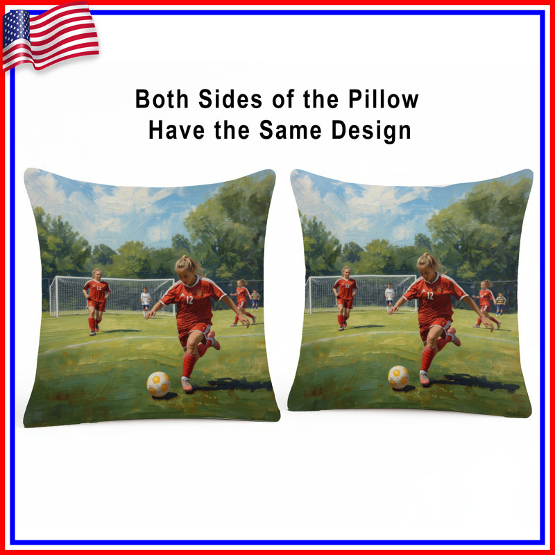 Coussins décoratifs jeu de soccer jeunesse, 16 po x 16 po