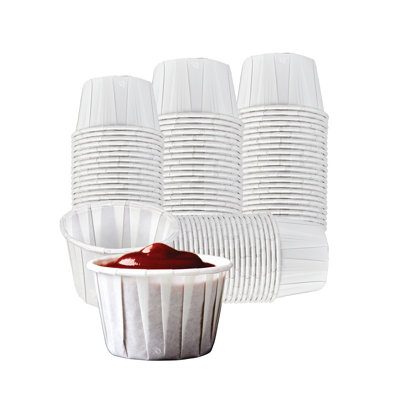 Tasse à souffler en papier blanc jetable 0,5 oz avec rebord roulé Ecoqualité