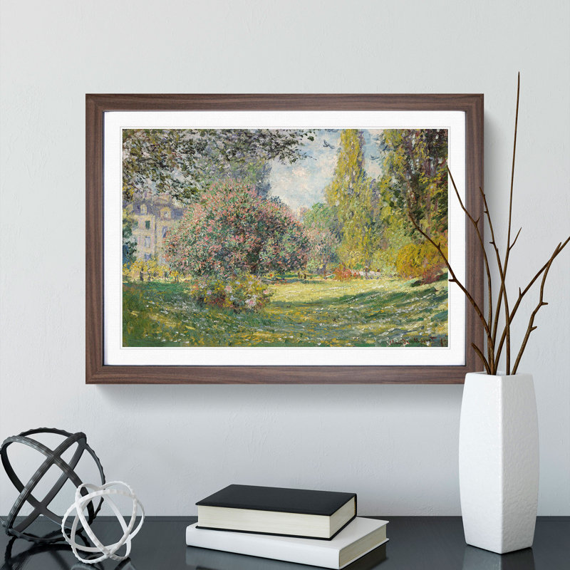The Parc Monceau Vol.2 by Claude Monet - Picture Frame Painting, Walnut Framed, 27cm H x 36cm W x 2cm D