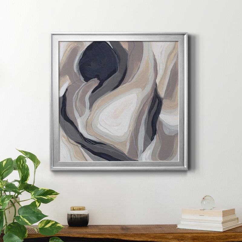 " Stone Ripple II ", 24" H x 24" W x 1" D, Silver Framed Canvas, No Mat