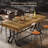 Tribesigns 63" Bar Pub Table, Counter Height Kitchen Dining Table with Metal Footrest