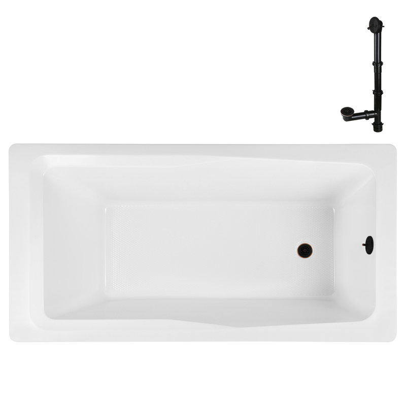 60'' x 32'' Acrylic Soaking Drop-In Bathtub, Drain Included, Matte Oil Rubbed Bronze