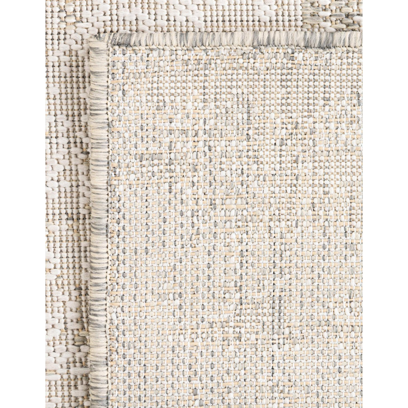Bruss Gray Indoor/Outdoor Modern Rug, Runner 2' x 8'