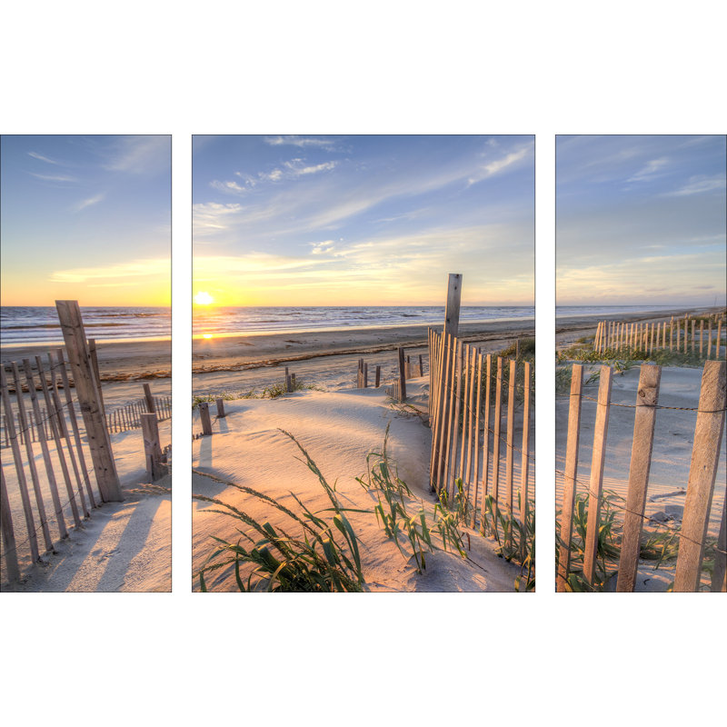 Beach View I - 3 Piece No Frame Print on Glass
