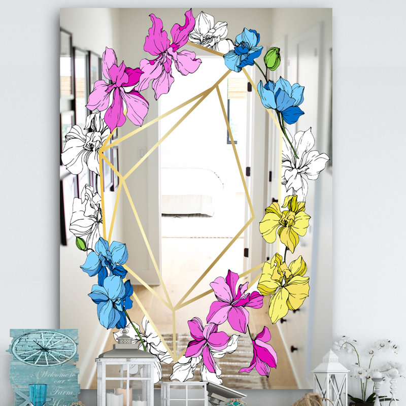 Miroir décoratif efflorescent traditionnel, H 39,4 po x l 29,5 po