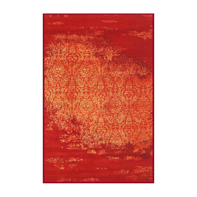 Tapis contemporain rouge / jaune Rosa