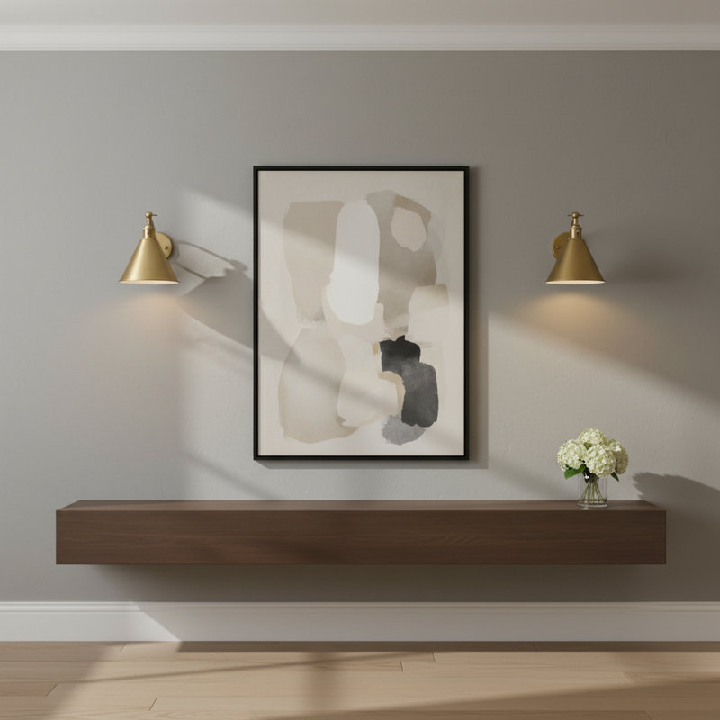 Barthel Steel LED Armed Sconce, Satin Brass, No