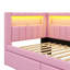 Lit plateforme tapissier simple avec prises USB, luminaires à DEL et 2 tiroirs-2078595896