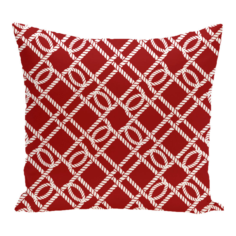 Nautical Nights Geometric Outdoor Reversible Throw Pillow, 20"x20", Red