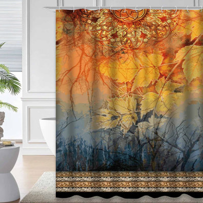 Yellow Waterproof Shower Curtain,Shower Curtains for Bathroom with 12 Hooks