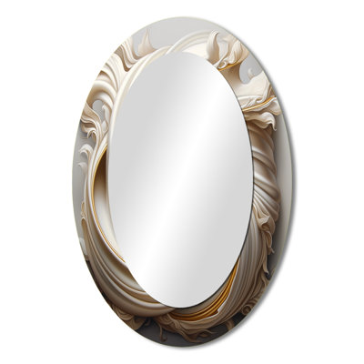 Tender White Whirling Vision - Modern Oval Wall Mirror