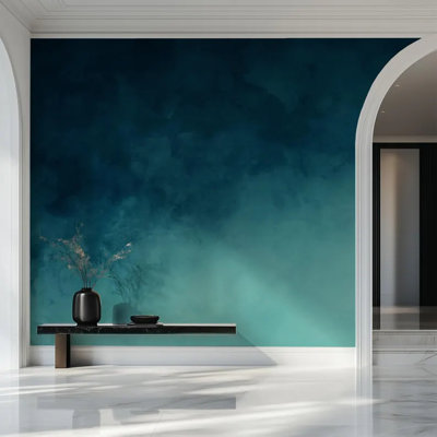 Deep Teal Abstract Wall Mural