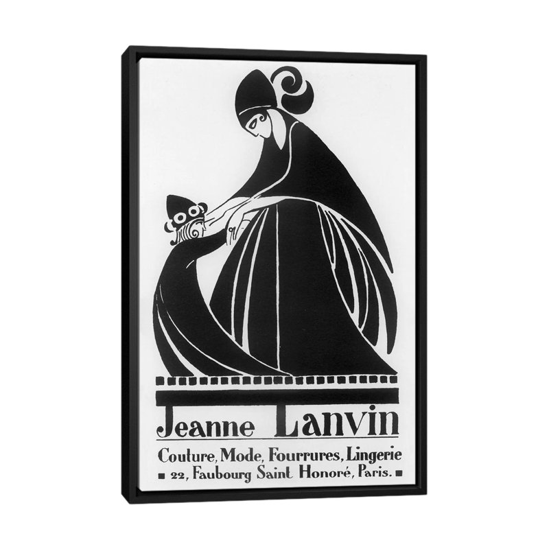 «Jeanne Lanvin Fashions», impression sur toile, H 26 po x l 18 po x P 1,5 po, Toile encadrée noire, Pas de tapis