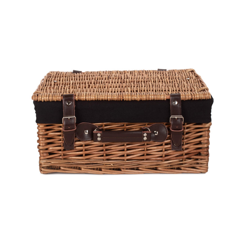 Wicker Basket with Lining, Double Steamed Hamper/Black Lining