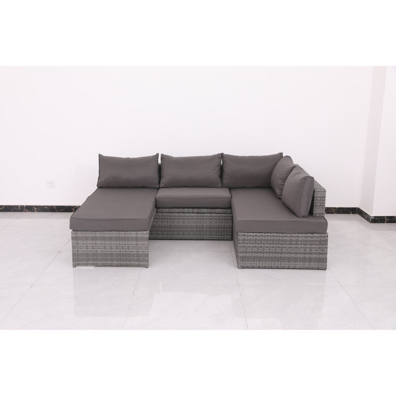 Comfortable Relaxation Pe Rattan Steel Frame Modern Patio Sofa For Outdoor Spaces