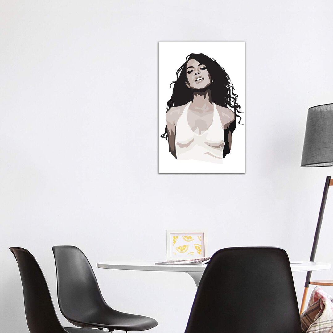 Leinwandbild - Grafikdruck „Aaliyah Black and White” von Anna Mckay