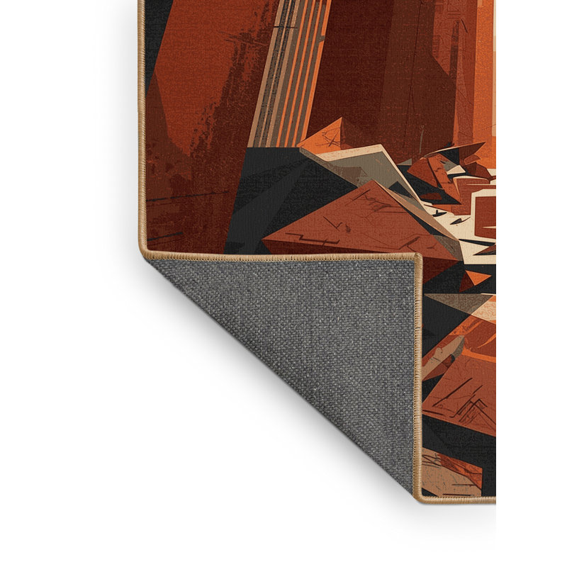 Tapis brun moelleux moelleux et moelleux à motif de dystopie de scène de marché - reliure brun clair, 7 x 9