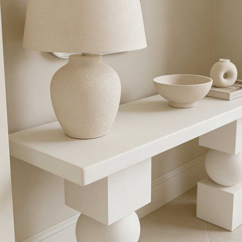 Console moderne de style simple et rectangulaire, H 33,5 po x l 70,9 po x P 11,8 po, Blanc