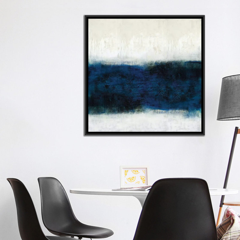 « linear minuit », impression sur toile, H 18 po x l 18 po x P 1,5 po, Toile avec cadre noir, Pas de tapis