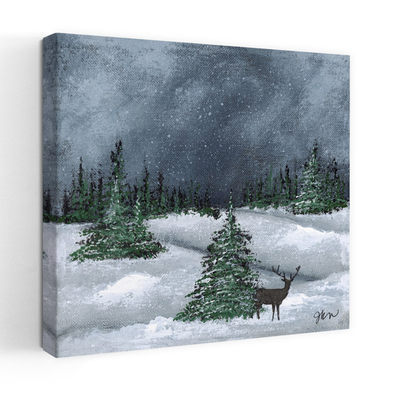 Art contemporain de paysage avec l'hiver 3, H 24 po x l 24 po