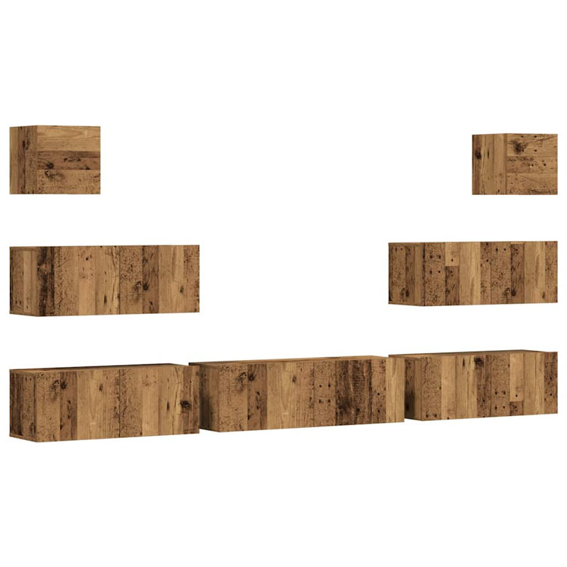 Gineva TV Stand for TVs up to 88", Old Wood, 100cm
