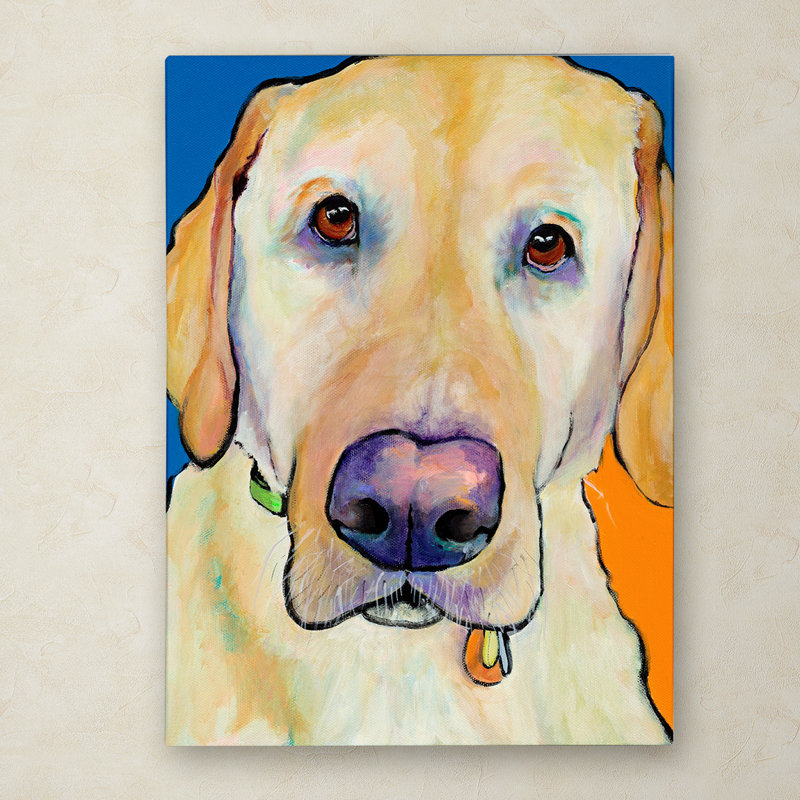 Yellow Lab Dog Canvas Wall Art in Blue and Orange