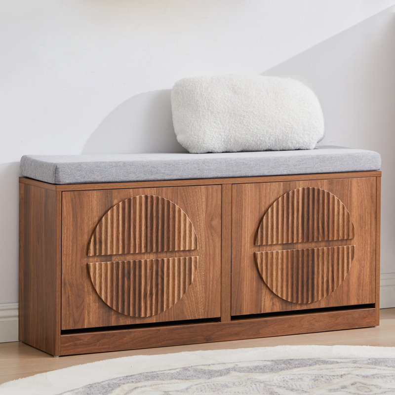 Banc de rangement pour 8 paires de chaussures, Brun