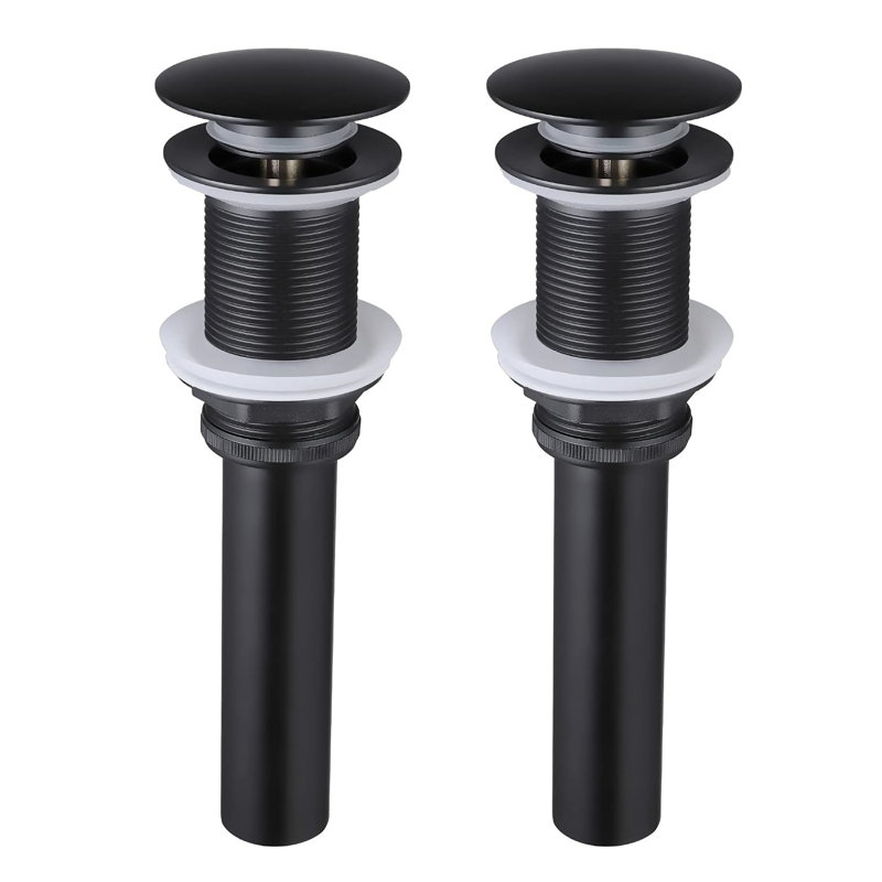 Bathroom Sink Pop Up Drain Without Overflow,Stainless Steel,Two Pieces, Matte Black
