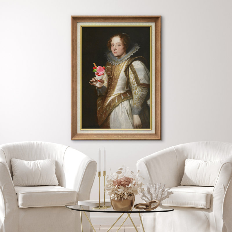 "English British Queen Sundae" sur toile, H 36 po x l 26 po, Cadre naturel de qualité supérieure