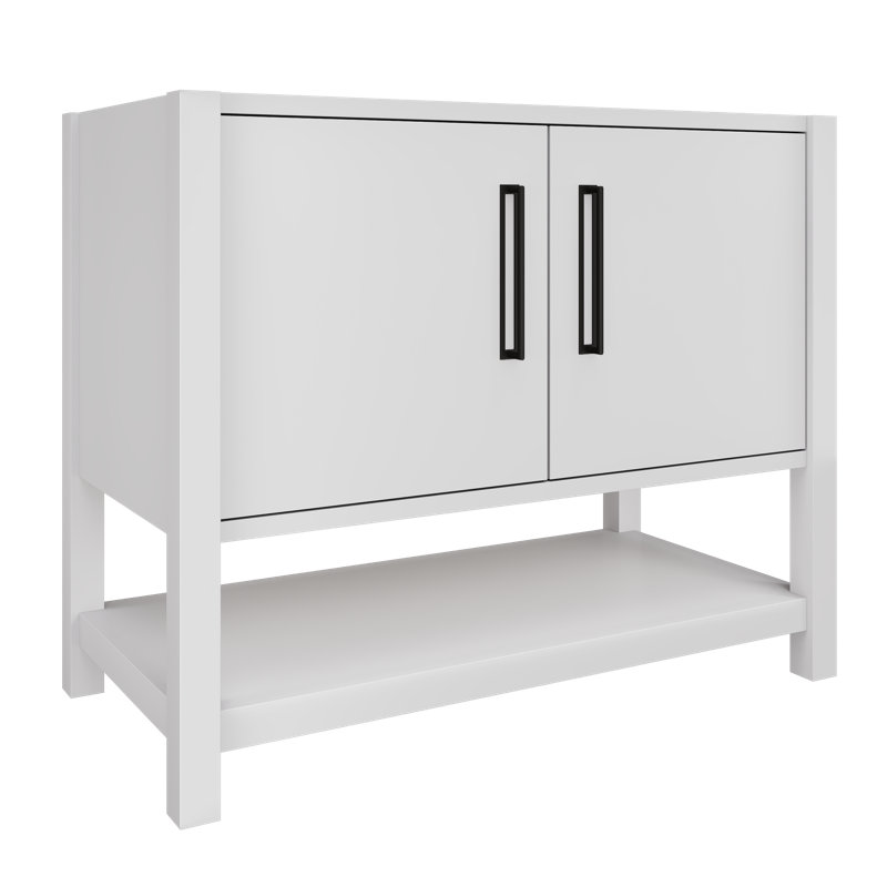 Kiawah Single Bath Vanity, Strong White, Matte Black, 42"