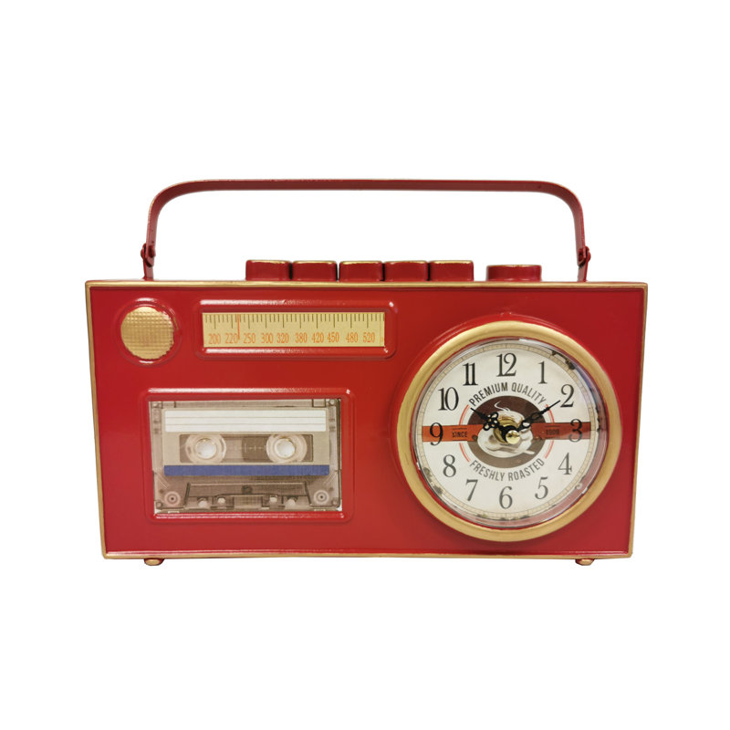 Analogue Stainless Steel Quartz Movement / Crystal Tabletop Clock in Red