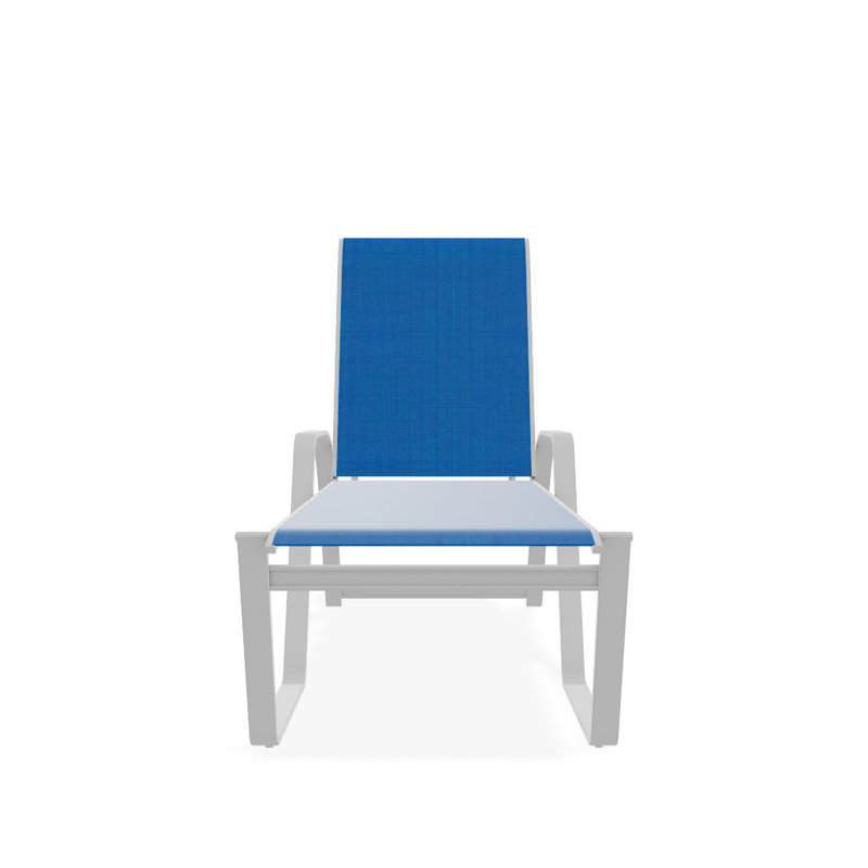 Chaise longue inclinable Holna, Blanc texturé, Bleu pacifique 28D