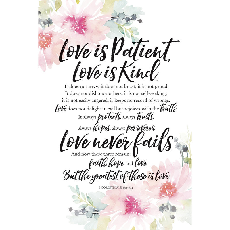« love is patient », art textuel sur bois
