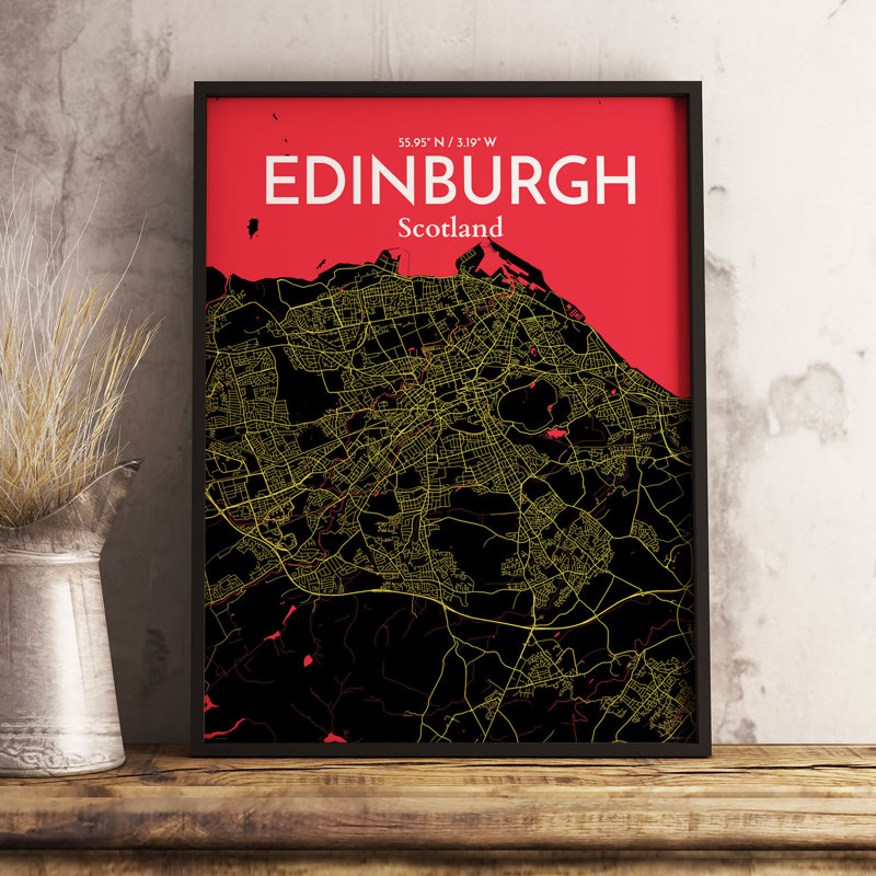 Edinburgh City Map - No Frame Print, 43.2cm H x 27.9cm W x 0.13cm D