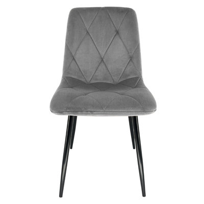 Leonardville 47cm H Tufted Velvet Upholstered Upholstered Back Side Chair in Gray
