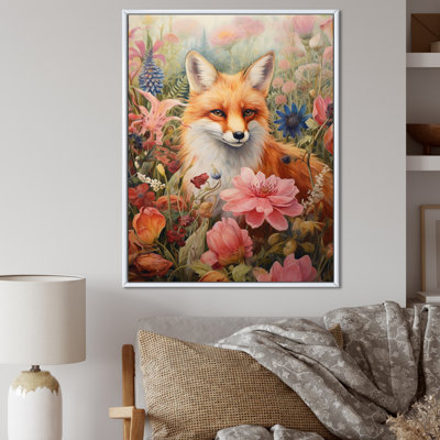 " Cute Orange Fox In Flowerfield "