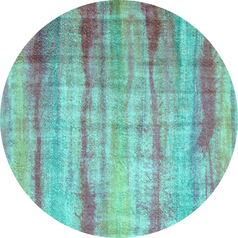 Tapis bleu tissé à la machine Jedicke, Rond 3 pi