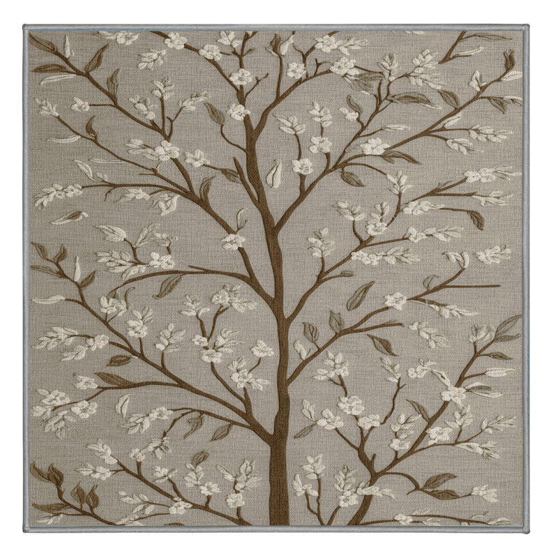 Tapis gris botanique lavable à la machine, Carré 4 pi