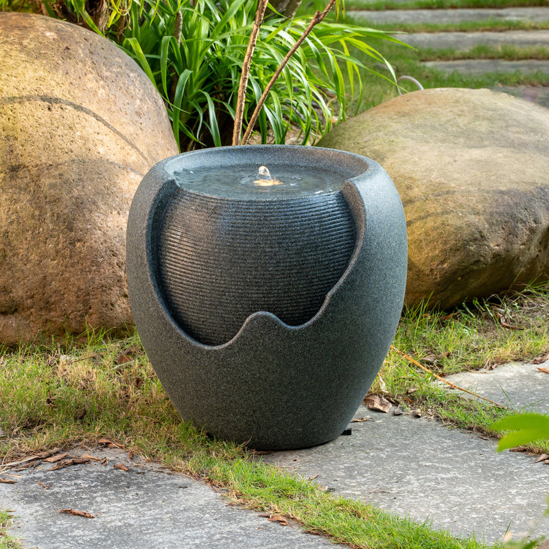 16.93" H Bubbler Outdoor Waterfall Fountain, 16.93"