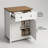White & Wood-Grain Farmhouse Barn-Door Storage Cabinet，Coffee Bar Sideboard with Drawer for Kitchen & Living Room-117608470