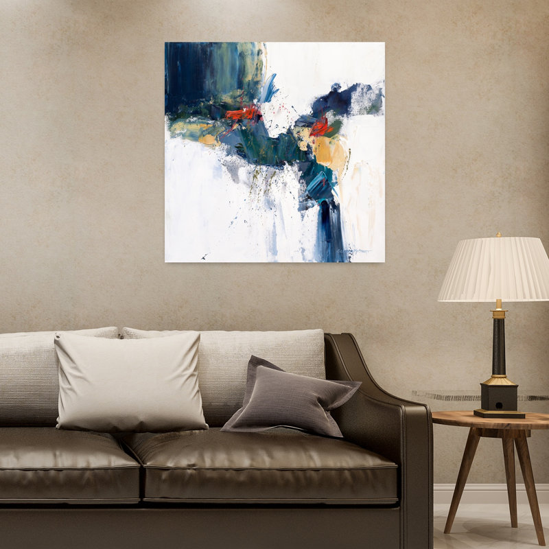 Art contemporain abstrait en cascade, H 32 po x l 32 po