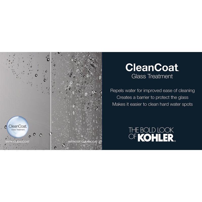 Finesse 54.62" W x 70.06" H Double Sliding Frameless Shower Door with Clean Coat Technology