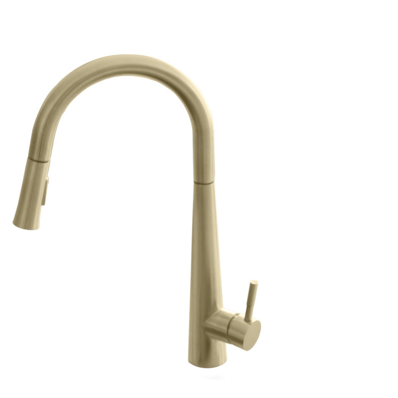 Siena Modern Single Handle Kitchen Faucet, Or brossé